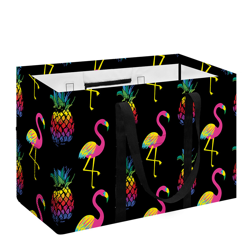 Rainbow Pineapple And Flamingo Print Utility Tote Bag