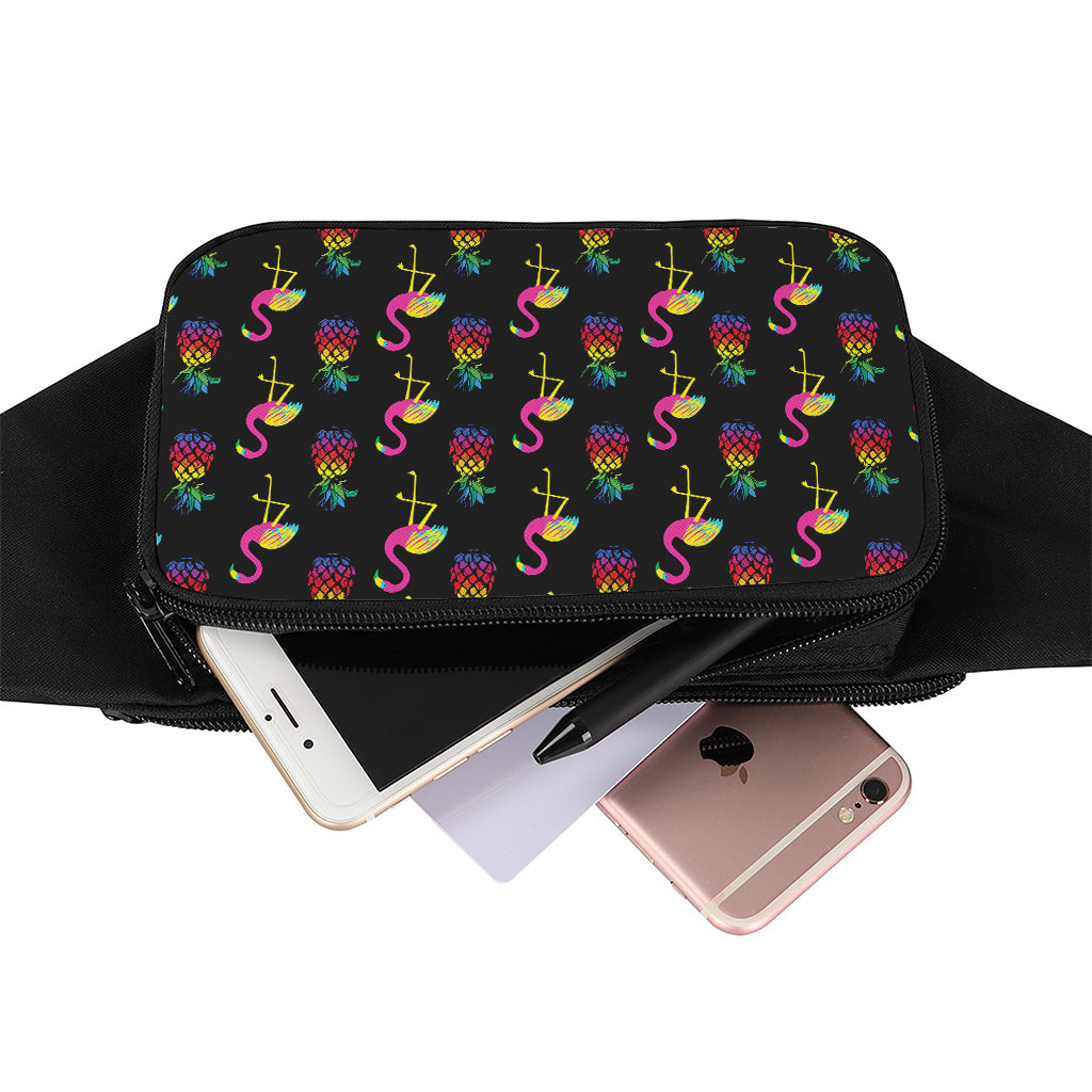 Rainbow Pineapple And Flamingo Print Waist Bag