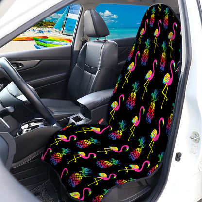 Rainbow Pineapple And Flamingo Print Waterproof Car Seat Cover