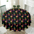 Rainbow Pineapple And Flamingo Print Waterproof Round Tablecloth