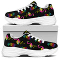 Rainbow Pineapple And Flamingo Print White Chunky Shoes
