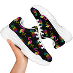 Rainbow Pineapple And Flamingo Print White Chunky Shoes