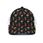 Rainbow Pineapple And Flamingo Print White Mesh Trucker Cap