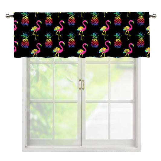 Rainbow Pineapple And Flamingo Print Window Valance