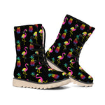 Rainbow Pineapple And Flamingo Print Winter Boots