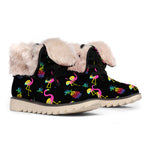 Rainbow Pineapple And Flamingo Print Winter Boots