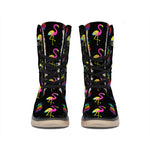 Rainbow Pineapple And Flamingo Print Winter Boots