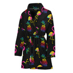 Rainbow Pineapple And Flamingo Print Women's Bathrobe