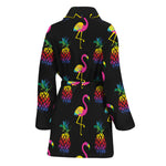 Rainbow Pineapple And Flamingo Print Women's Bathrobe