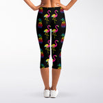 Rainbow Pineapple And Flamingo Print Women's Capri Leggings