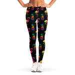 Rainbow Pineapple And Flamingo Print Women's Leggings