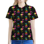 Rainbow Pineapple And Flamingo Print Women's Polo Shirt