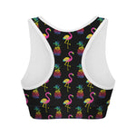Rainbow Pineapple And Flamingo Print Women's Sports Bra
