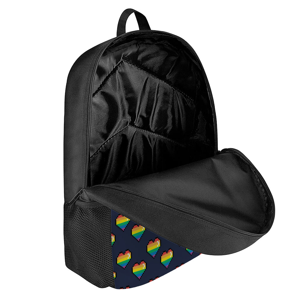 Rainbow Pixel 8-Bit LGBT Pride Heart 17 Inch Backpack