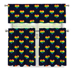 Rainbow Pixel 8-Bit LGBT Pride Heart 3 Piece Kitchen Curtains