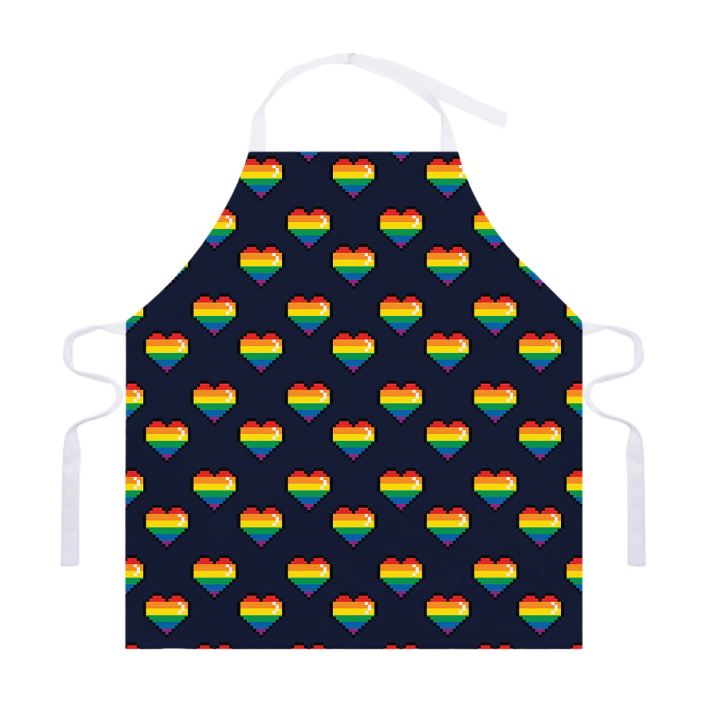 Rainbow Pixel 8-Bit LGBT Pride Heart Adjustable Apron