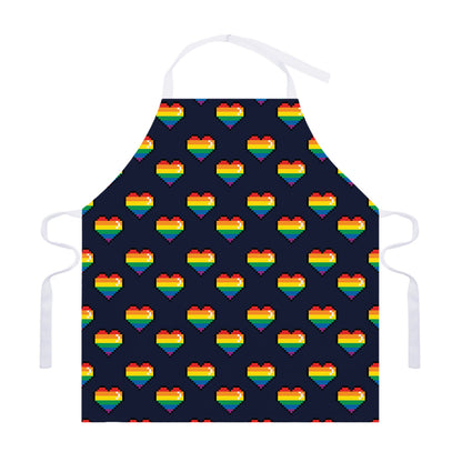 Rainbow Pixel 8-Bit LGBT Pride Heart Adjustable Apron