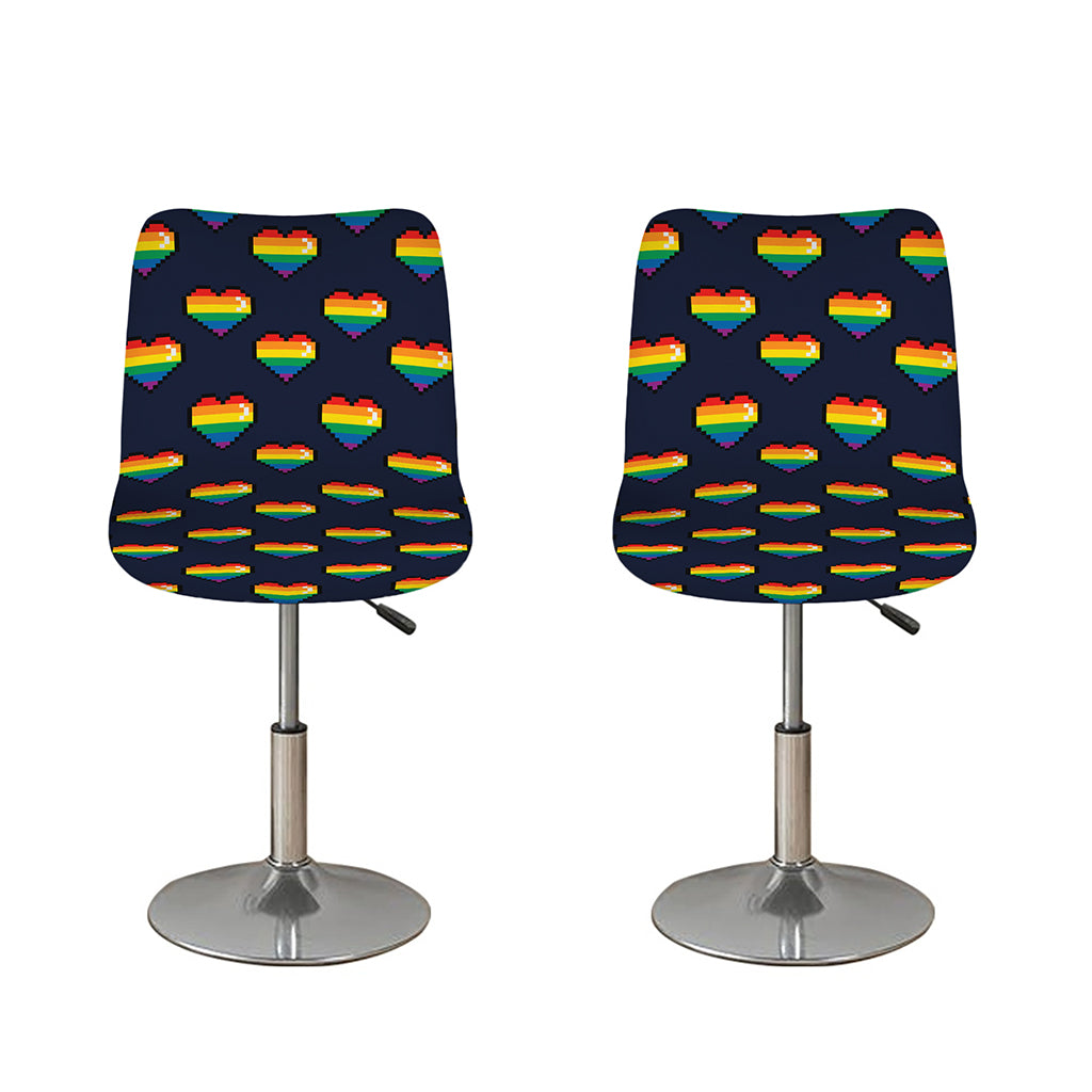 Rainbow Pixel 8-Bit LGBT Pride Heart Bar Stool Covers