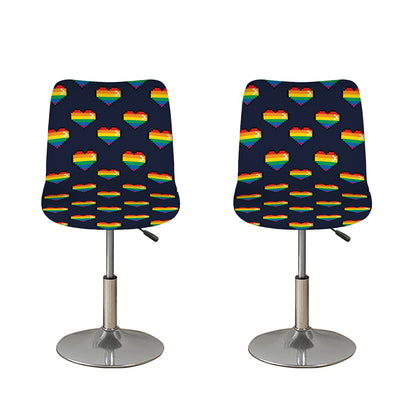 Rainbow Pixel 8-Bit LGBT Pride Heart Bar Stool Covers