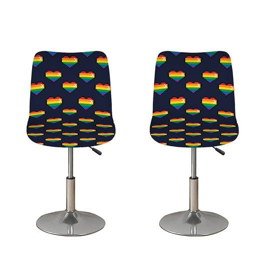 Rainbow Pixel 8-Bit LGBT Pride Heart Bar Stool Covers