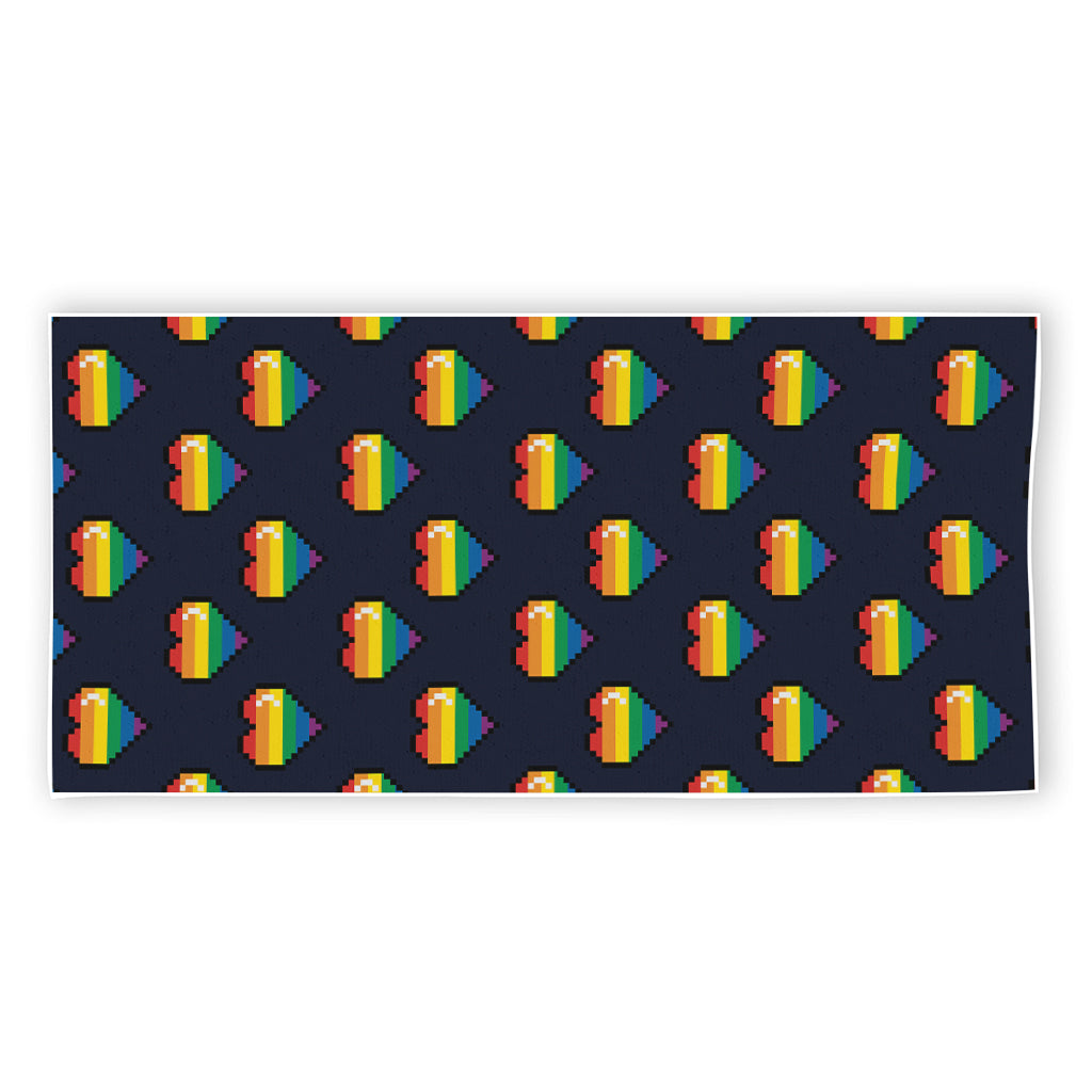 Rainbow Pixel 8-Bit LGBT Pride Heart Beach Towel
