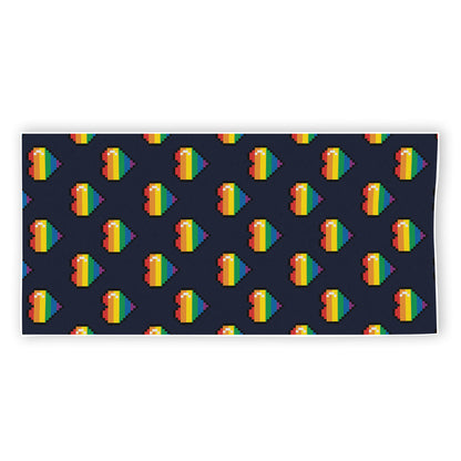 Rainbow Pixel 8-Bit LGBT Pride Heart Beach Towel