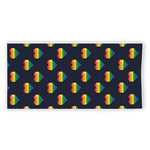 Rainbow Pixel 8-Bit LGBT Pride Heart Beach Towel