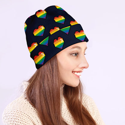 Rainbow Pixel 8-Bit LGBT Pride Heart Beanie