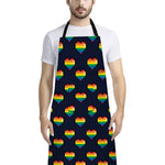 Rainbow Pixel 8-Bit LGBT Pride Heart Bib Apron With Pocket