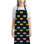 Rainbow Pixel 8-Bit LGBT Pride Heart Bib Apron With Pocket