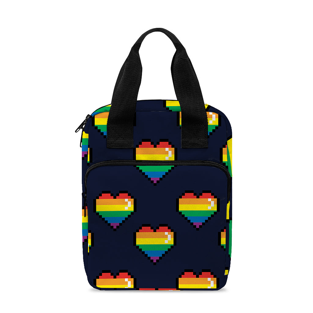 Rainbow Pixel 8-Bit LGBT Pride Heart Bible Tote Bag