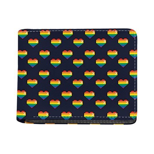 Rainbow Pixel 8-Bit LGBT Pride Heart Bifold Wallet