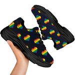Rainbow Pixel 8-Bit LGBT Pride Heart Black Chunky Shoes