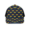 Rainbow Pixel 8-Bit LGBT Pride Heart Black Mesh Trucker Hat