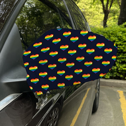 Rainbow Pixel 8-Bit LGBT Pride Heart Car Side Mirror Covers