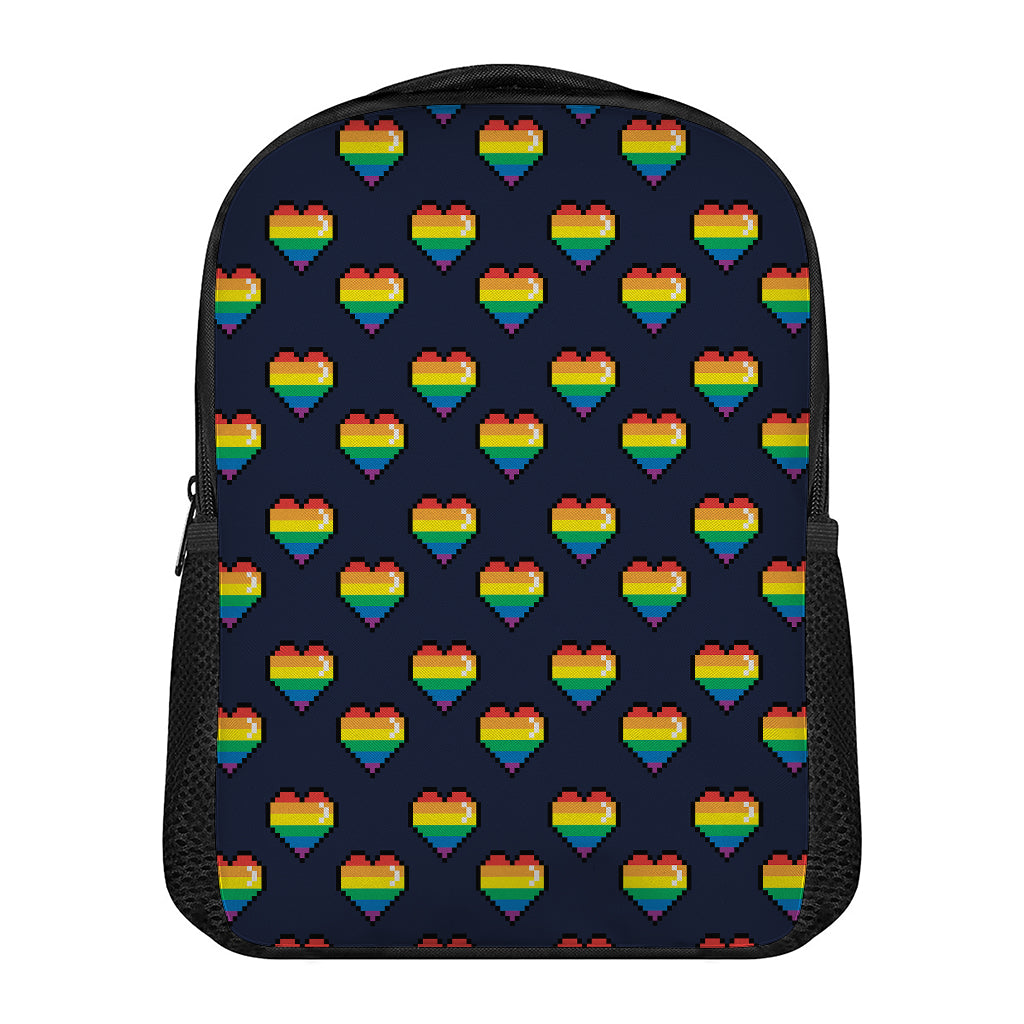Rainbow Pixel 8-Bit LGBT Pride Heart Casual Backpack