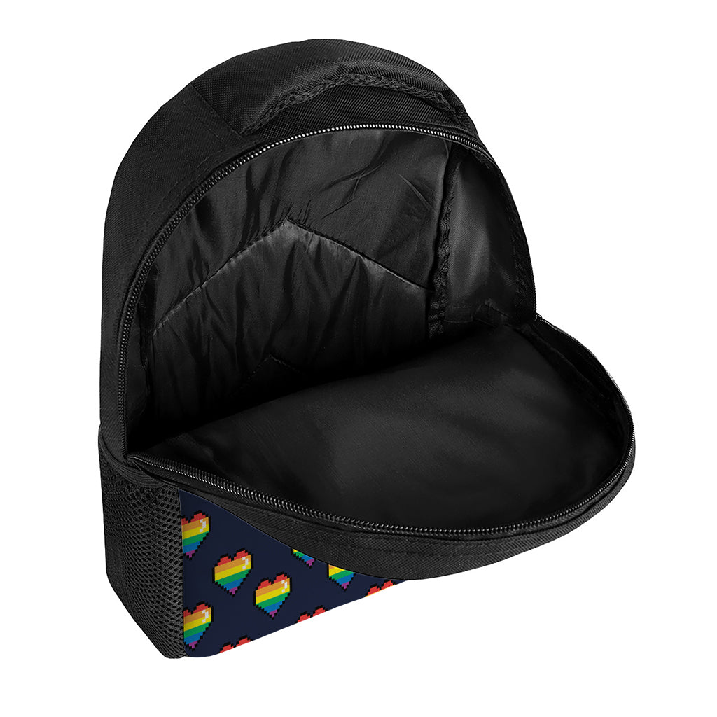 Rainbow Pixel 8-Bit LGBT Pride Heart Casual Backpack