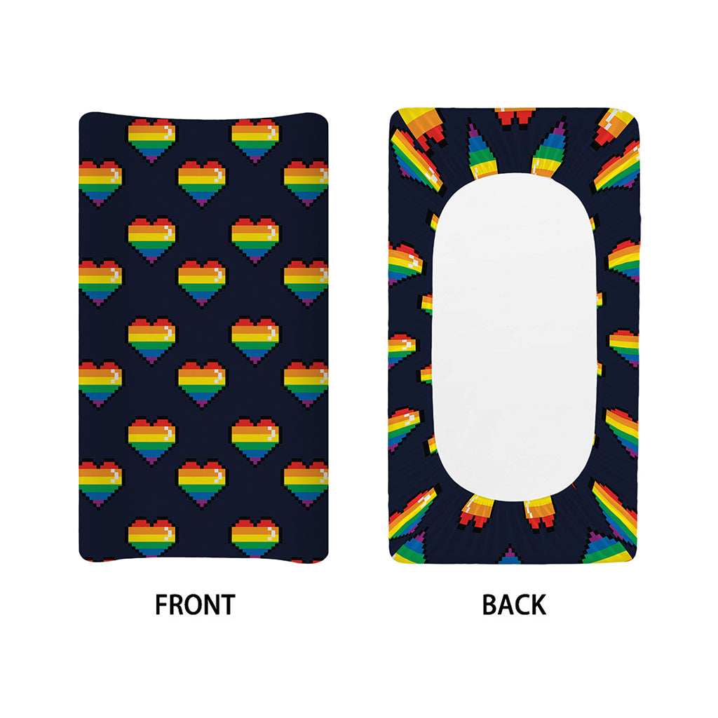 Rainbow Pixel 8-Bit LGBT Pride Heart Changing Pad Cover