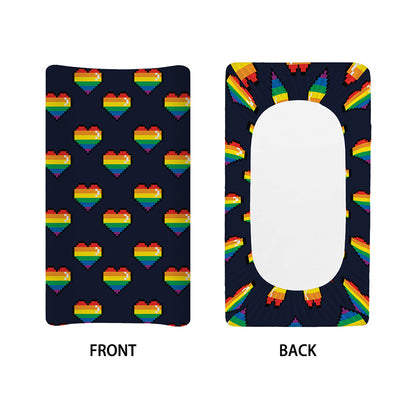 Rainbow Pixel 8-Bit LGBT Pride Heart Changing Pad Cover