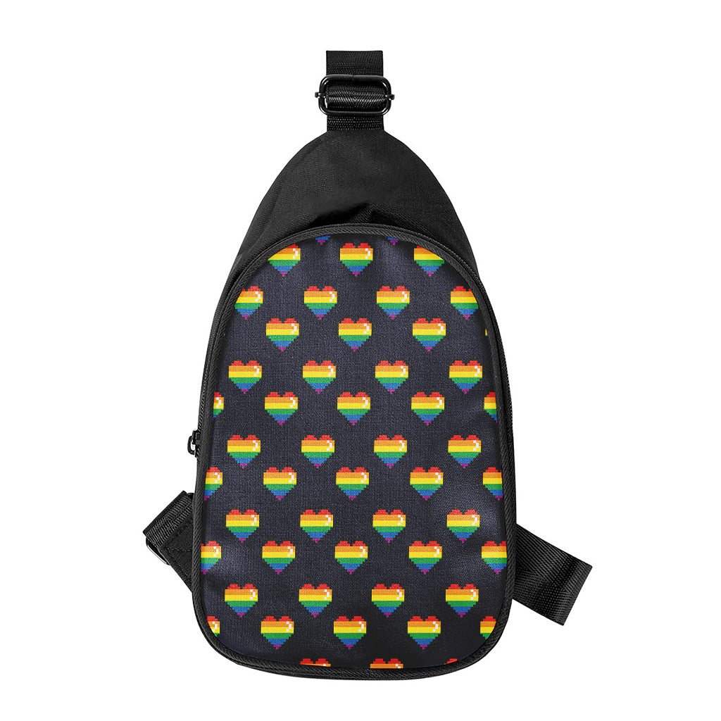 Rainbow Pixel 8-Bit LGBT Pride Heart Chest Bag