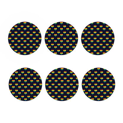 Rainbow Pixel 8-Bit LGBT Pride Heart Coaster Set