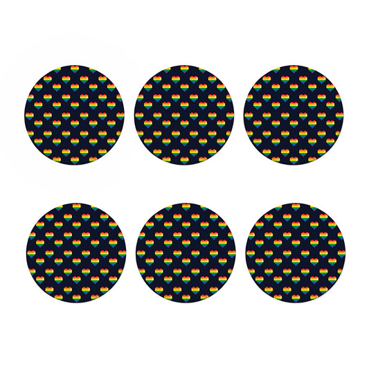 Rainbow Pixel 8-Bit LGBT Pride Heart Coaster Set