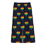 Rainbow Pixel 8-Bit LGBT Pride Heart Cotton Front Slit Maxi Skirt