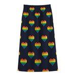 Rainbow Pixel 8-Bit LGBT Pride Heart Cotton Front Slit Maxi Skirt