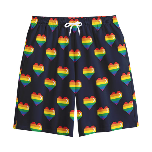Rainbow Pixel 8-Bit LGBT Pride Heart Cotton Shorts