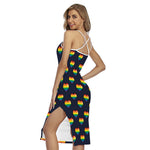 Rainbow Pixel 8-Bit LGBT Pride Heart Cross Back Cami Dress