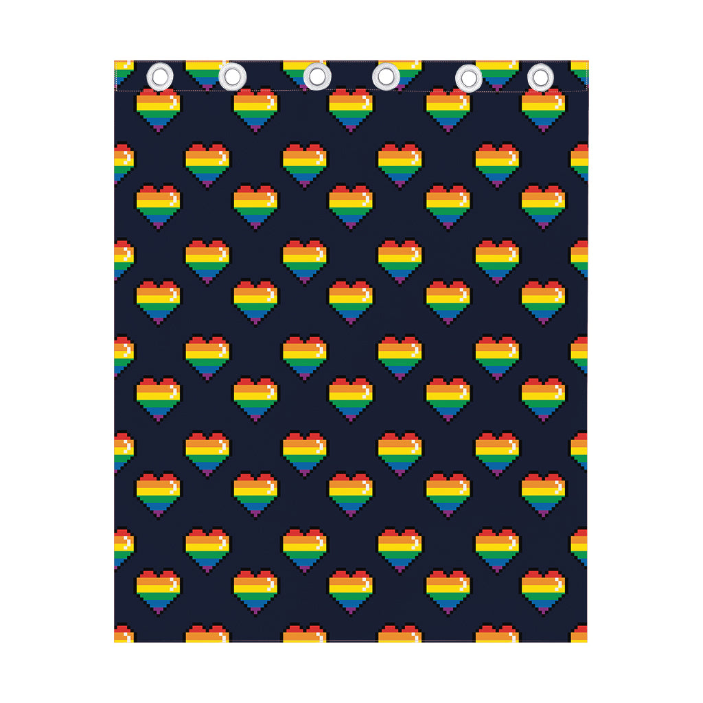 Rainbow Pixel 8-Bit LGBT Pride Heart Curtain