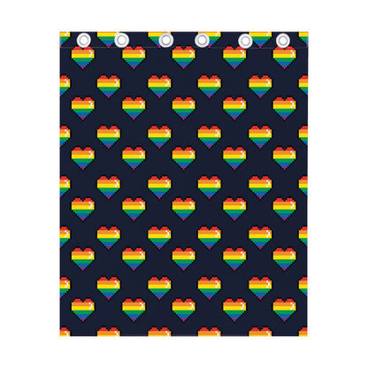 Rainbow Pixel 8-Bit LGBT Pride Heart Curtain