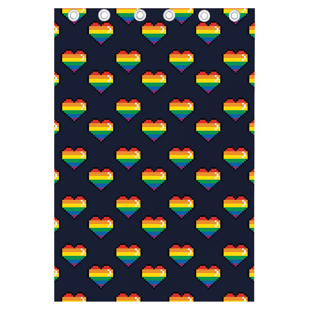 Rainbow Pixel 8-Bit LGBT Pride Heart Curtain