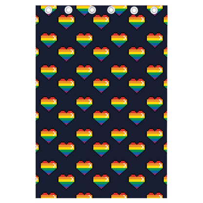 Rainbow Pixel 8-Bit LGBT Pride Heart Curtain